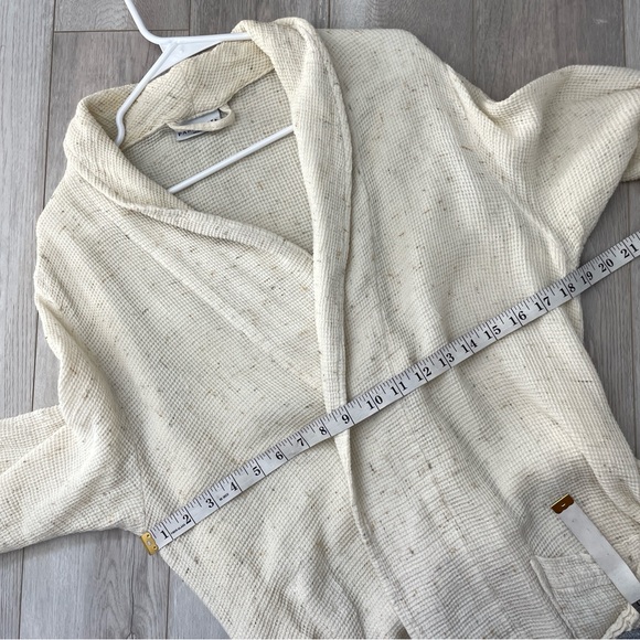 Parachute Knit Robe cotton waffle long unisex Cream (medium) natural loungewear - Picture 3 of 8